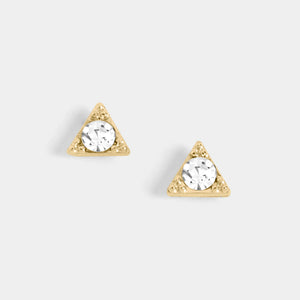 Triangle Stone Stud Earrings - Gold - Gold