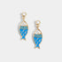 Enamel Stone Fish Dangle Earrings - Gold/Blue