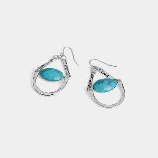 Whispers Hammered Frame Bead Teardrop Earrings - Silver