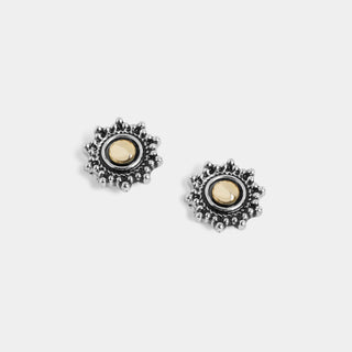 Whispers Button Stud Earrings - Mixed Metal