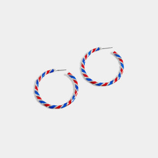 Whispers America Twist Hoop Earrings - Silver