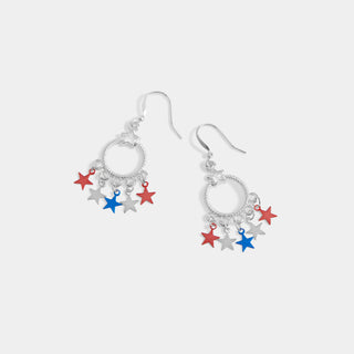 Whispers Star Spangled Hoop Earrings - Silver