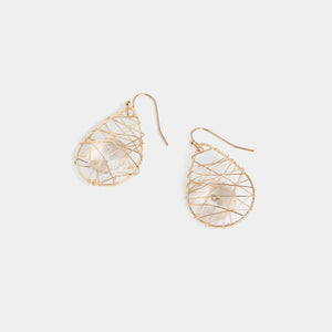 Whispers Wire Wrap Cage Dangle - Gold