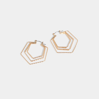 Whispers Triple Hexagon Dangle - Gold