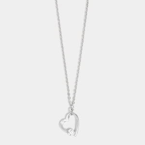 Whispers Simple Heart Necklace - Silver