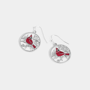 Whispers Cardinal Pendant Earrings - Red