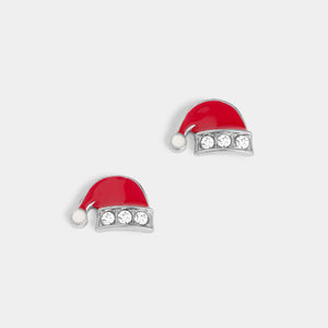Whispers Glitzy Santa Hat Studs - Silver