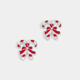 Whispers Candy Cane Hooks Studs - Silver