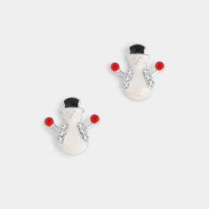 Whispers Mitten Snowman Studs - Silver