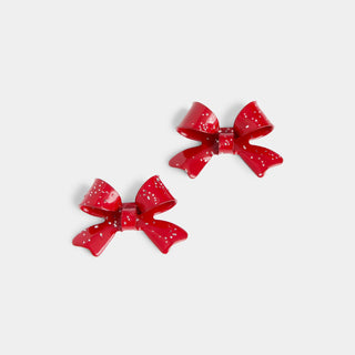 Whispers Christmas Bow Studs - Silver