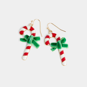 Whispers Velvet Bow Candy Canes - Red/White