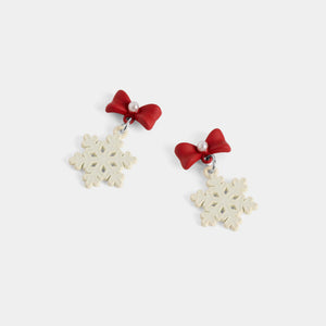 Whispers Bow Snowflake Dangle - Red