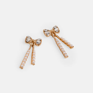 Whispers Exquisite Bow Dangle Earring - Gold