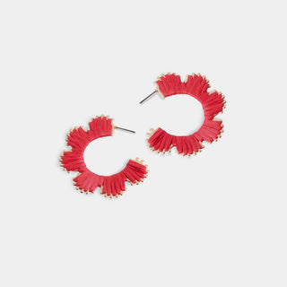 Whispers Floral Hoop Earrings - Red