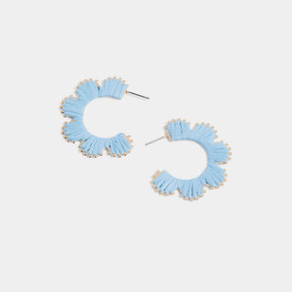 Whispers Floral Hoop Earrings - Blue
