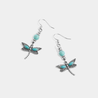 Whispers Turquoise Dream Dragonfly Earrings - Silver
