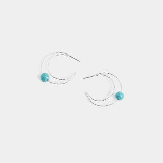 Whispers Turquoise Crescent Moon Earrings - Silver