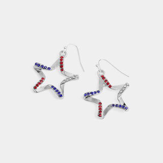 Whispers Bent Star Earrings - Red/White/Blue
