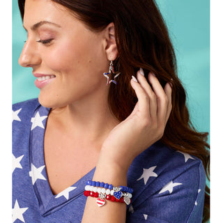Whispers Bent Star Earrings - Red/White/Blue