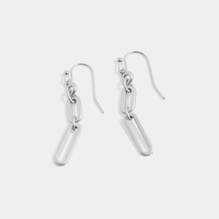 Whispers Paperclip Chain Dangle Earrings - Matte Silver