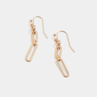 Whispers Paperclip Chain Dangle Earrings - Matte Gold