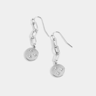 Whispers Dazzle Star Chain Dangle Earrings - Silver