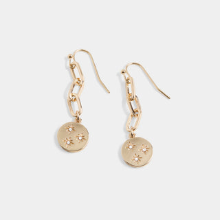 Whispers Dazzle Star Chain Dangle Earrings - Gold
