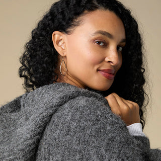 Whispers Open Frame Drop Earrings - Silver