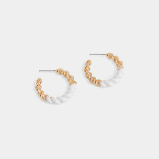 Whispers Enamel Twist Hoop Earrings - Gold