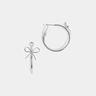 Whispers Delicate Bow Hoop Earrings - Silver