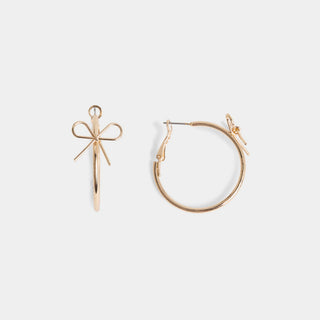 Whispers Delicate Bow Hoop Earrings - Gold