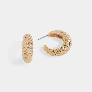 Whispers Rugged Hoop Earrings - Gold