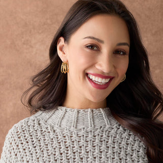 Whispers Coil Hexagon Hoop Earrings - Gold