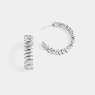 Whispers Jagged Hoop Earrings - Silver