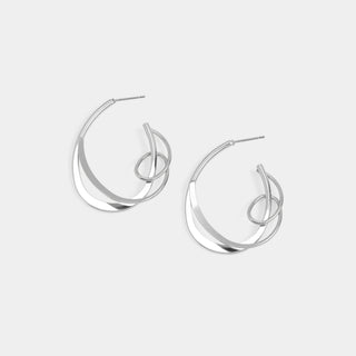 Whispers Cursive Hoop Earrings - Matte Silver