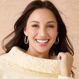 Whispers Cursive Hoop Earrings - Gold
