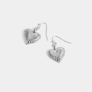 Whispers Radiant Heart Earrings - Silver