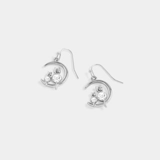 Whispers Moon Cats Earrings - Silver