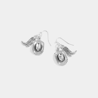 Whispers Cowgirl Dangle Earrings - Silver