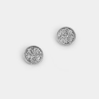 Whispers Glitter Plate Stud Earrings - Silver