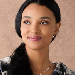 Whispers Jeweled Hoop Stud Earrings - Silver