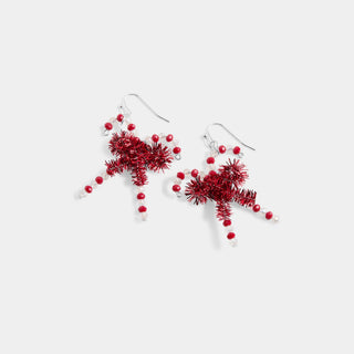 Whispers Shimmer Bow Candy Canes Dangle - Red/White
