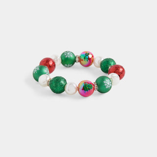 Whispers Ornament Stretch Bracelet - Red/Green