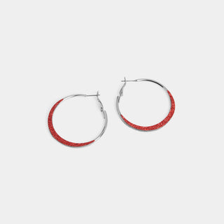 Whispers Sparkle Hoop Earrings - Silver/Red
