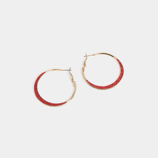 Whispers Sparkle Hoop Earrings - Gold/Red