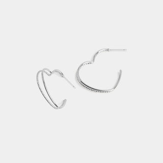 Whispers Delicate Heart Hoop Earrings - Silver
