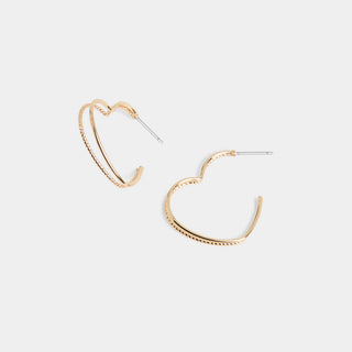 Whispers Delicate Heart Hoop Earrings - Gold