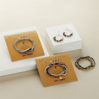 Salvation Matte Seed Bead Bracelet - Gold Multi