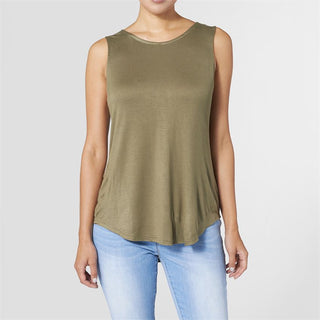 Erin Pleat Back Tank - Olive