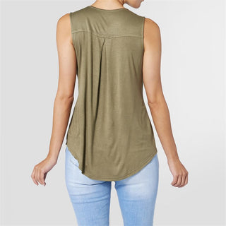 Erin Pleat Back Tank - Olive